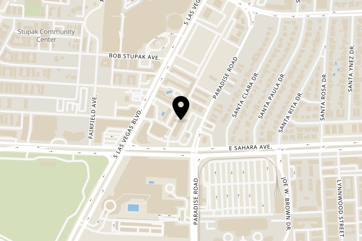 Map showing the location of Thai Paradise Restaurant - Las Vegas on 2226 Paradise Rd in Las Vegas